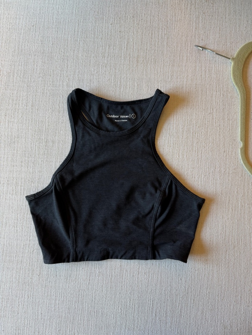 Outdoor Voices Black High-Neck Racerback Crop Tank